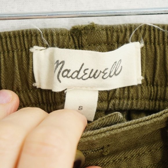 Madewell aj524 Womens Camp Shorts High Waist Green Cotton Elastic Waist Sz Small - Picture 6 of 8